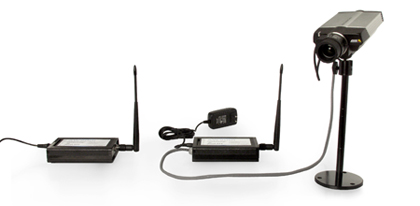 By using a wireless bridge, any network camera can be used in a wireless network.